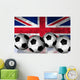 Footballs on top of flag - United Kingdom Wall Mural