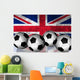 Footballs on top of flag - United Kingdom Wall Mural