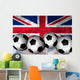 Footballs on top of flag - United Kingdom Wall Mural
