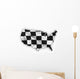 Usa Map Showing a Checkered Flag Wall Decal