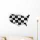 Usa Map Showing a Checkered Flag Wall Decal