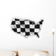 Usa Map Showing a Checkered Flag Wall Decal