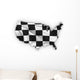 Usa Map Showing a Checkered Flag Wall Decal
