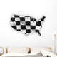 Usa Map Showing a Checkered Flag Wall Decal