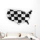 Usa Map Showing a Checkered Flag Wall Decal