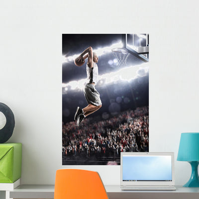 Basketball Player shown on a wall