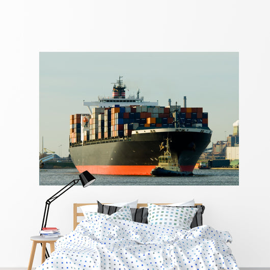 huge container ship Wall Mural