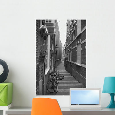 Narrow Street Wall Decal shown on a wall