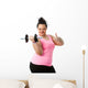 Overweight fitness girl doing thumbs up. Wall Decal
