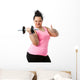 Overweight fitness girl doing thumbs up. Wall Decal