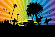 California Taxi Rainbow Wall Decal