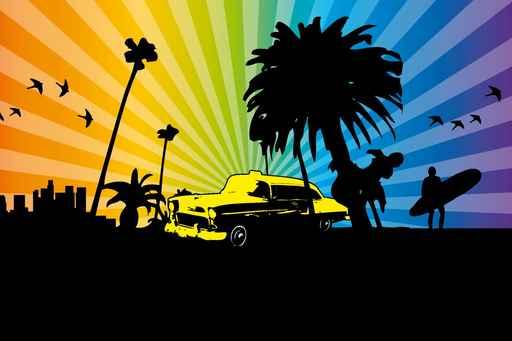 California Taxi Rainbow Wall Decal