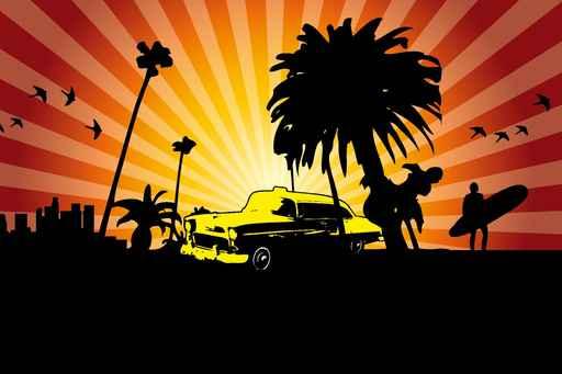 California Taxi Red Wall Decal