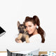 Cute Young Woman with a Puppy Dog Wall Decal