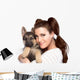 Cute Young Woman with a Puppy Dog Wall Decal