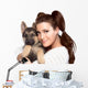 Cute Young Woman with a Puppy Dog Wall Decal