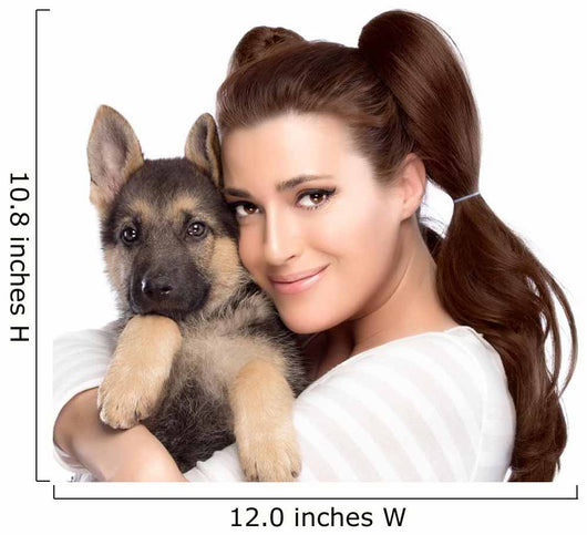 Cute Young Woman with a Puppy Dog Wall Decal