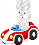 Rabbit Cartoon Driving Car