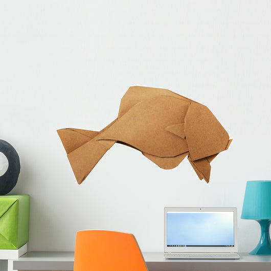 Origami Brown Vintage Fish Wall Decal