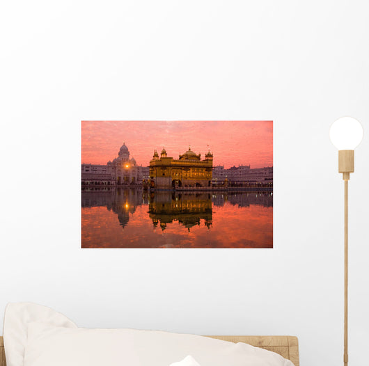Sunset at Golden Temple, Amritsar, India. Wall Mural