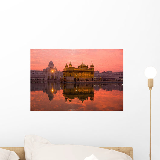 Sunset at Golden Temple, Amritsar, India. Wall Mural