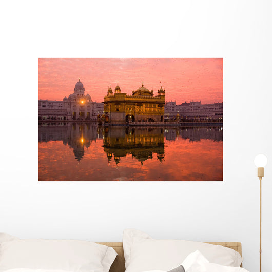 Sunset at Golden Temple, Amritsar, India. Wall Mural