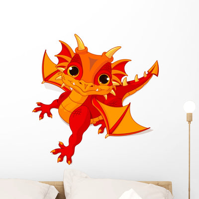 Baby Dragon Wall Decal shown on a wall