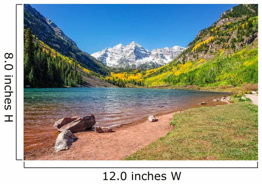 Maroon Bells and Lake in Fall Wall Mural