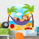 monkey on hammock  - vector illustration, eps Wall Mural