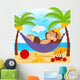 monkey on hammock  - vector illustration, eps Wall Mural