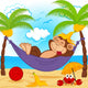 monkey on hammock  - vector illustration, eps Wall Mural