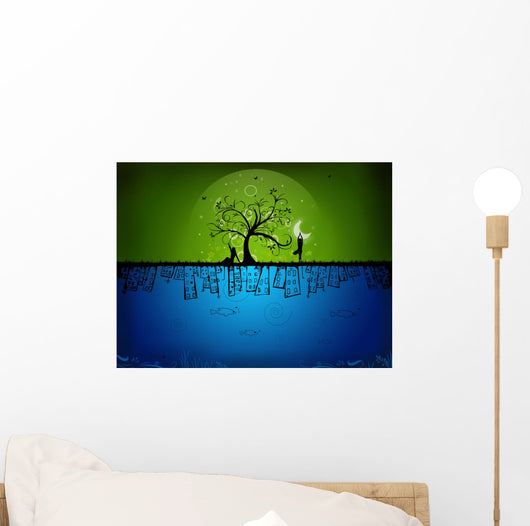 background, natural, tree, reflection, animation, aquarium Wall Mural