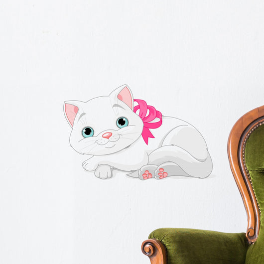 Cute white cat Wall Decal