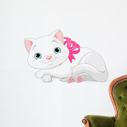 Cute white cat Wall Decal