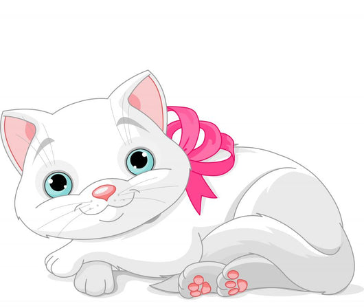 Cute white cat Wall Decal
