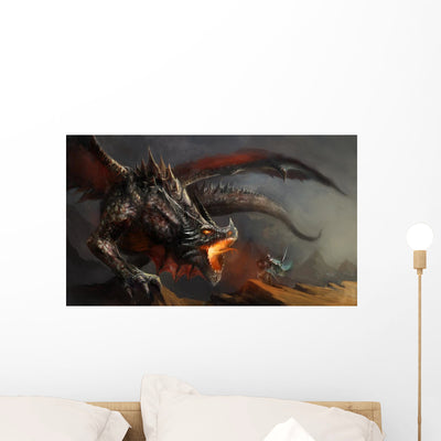 Knight Fighting Dragon shown on a wall
