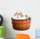 A brown bathtub with a dog taking a bath Wall Decal
