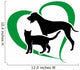 vector cat and dog on a green heart Wall Decal