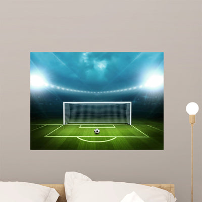 Stadium with Soccer Ball shown on a wall