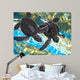 Two Baby Sea Turtles Swimming in Water Wall Mural