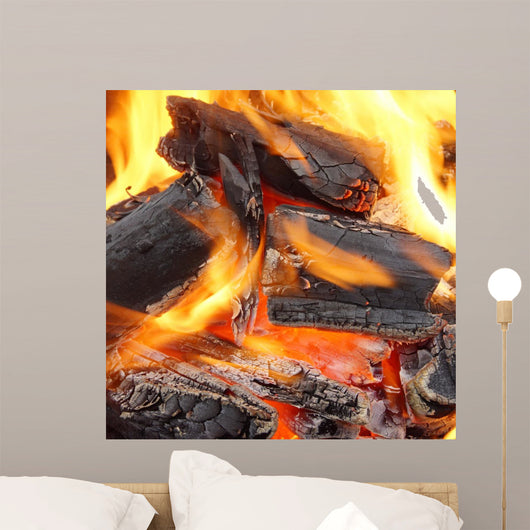 Charcoal Burning in BBQ or in the Fireplace Wall Mural