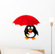 Funny Penguin with Red Umbrella Wall Decal