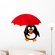 Funny Penguin with Red Umbrella Wall Decal