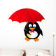 Funny Penguin with Red Umbrella Wall Decal