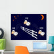 Funny cartoon sheep jumping through the fence Wall Decal