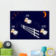 Funny cartoon sheep jumping through the fence Wall Decal