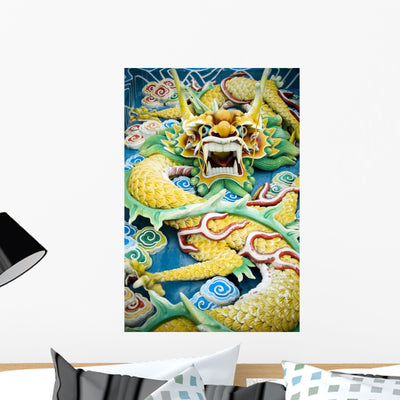 Chinese Feng Shui Jade Wall Mural shown on a wall
