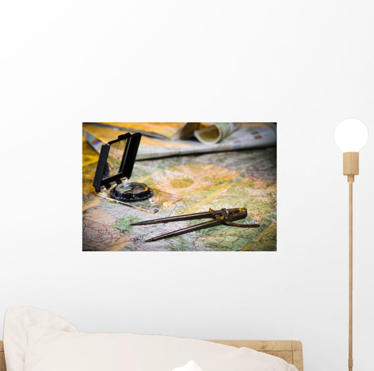 Map and Compass Wall Decal