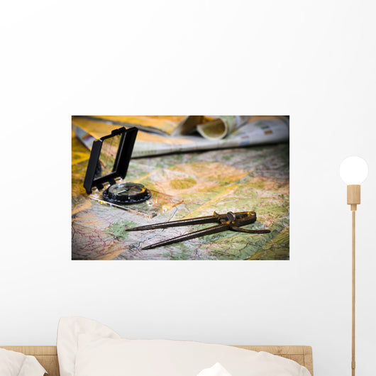 Map and Compass Wall Decal