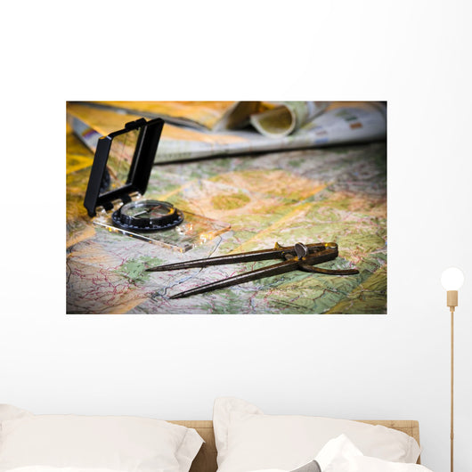 Map and Compass Wall Decal